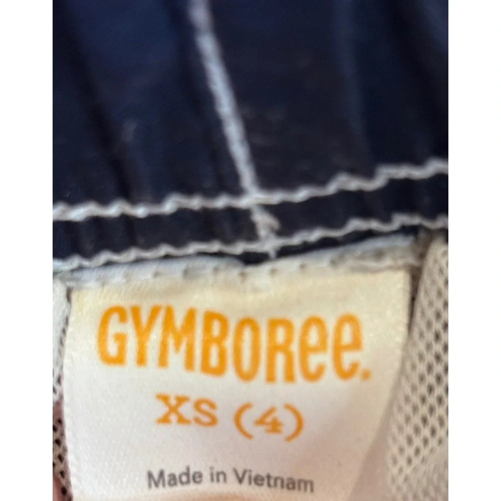 Gymboree Boys Swim Trunks Size XS 4 Navy Blue Green Neon Tropical Board Shorts